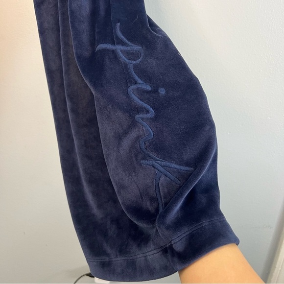 NWT Pink Womens Velvet Heritage Pull On Pants Blue Drawstring Loungewear Sz L - Picture 4 of 13